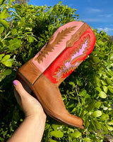 Metallic Pink & Red Talby Cowboy Boots