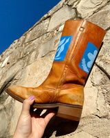 Blue Bonnet Brown Leather Vintage Cowboy Boots